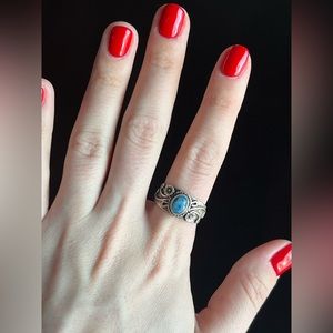 Southwestern .925 Sterling Silver Sodalite Ring Ornate